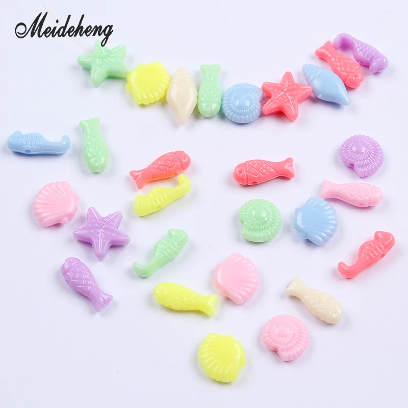 

Acrylic Ocean Shell Fish Beads for Children Jewelry making Conch Starfish DIY Handmade Gifts bracelets Necklace Accessory