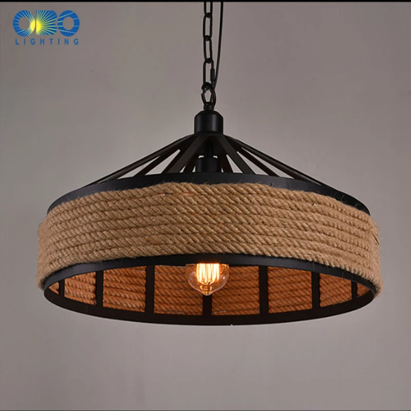Винтаж нестандартный подвесной светильник пеньковая веревка железа абажур магазин от китайского производителя/Кофе Дом подвесная световая балка E27 110-240 V