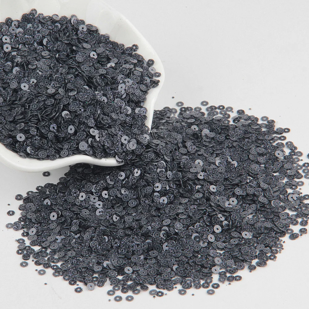 3mm glitter black Блестка черная блестка 3 мм-30 мм ПВХ Плоская Круглая тусклая полированная тесьма с пайетками для шитья свадьбы ремесло Женская одежда Аксессуары - Цвет: 3mm glitter black