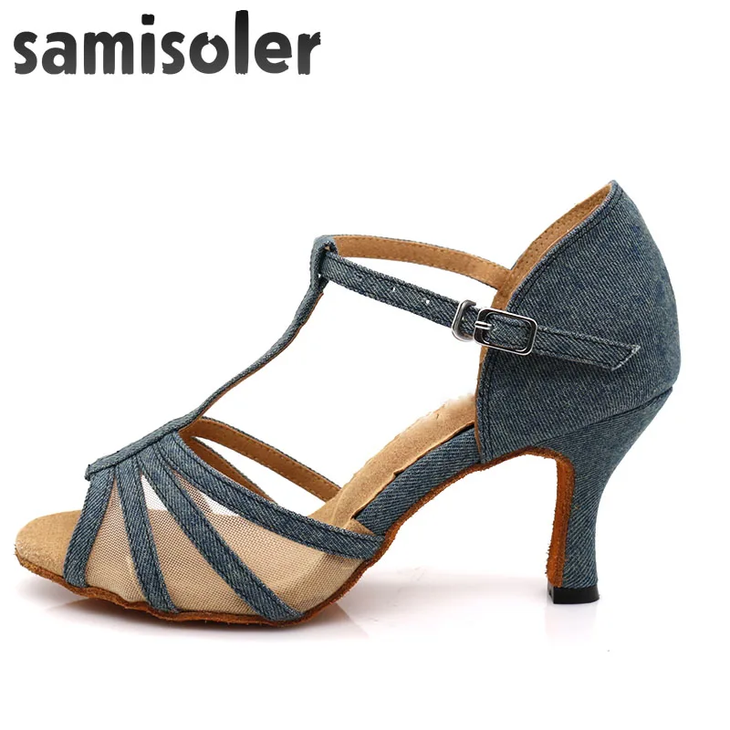 Samisoler/Новинка 2018 года обувь для латинских танцев женская сальсы атлас +