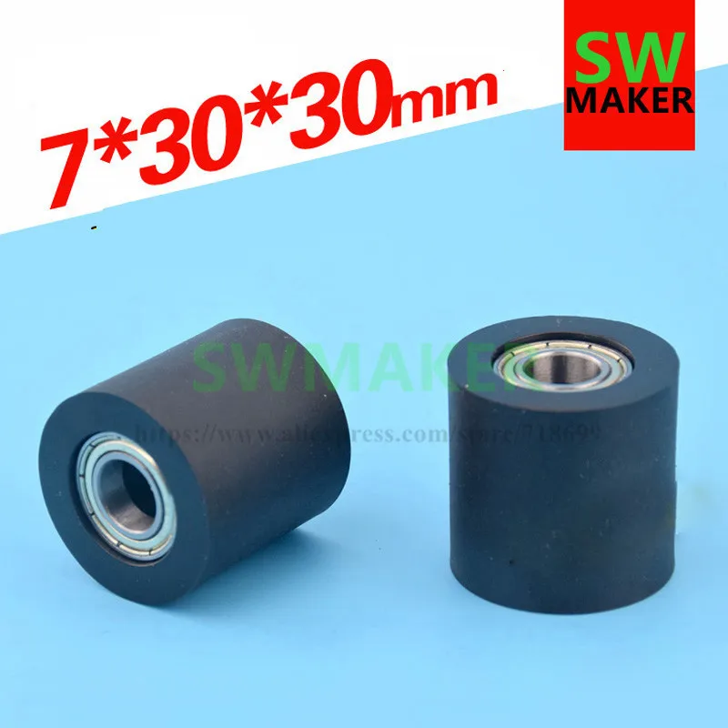 PU soft polyurethane guide roller 30mm 3cm diameter flat wheel press paper plastic bag wrapped bearing pulley | Строительство и