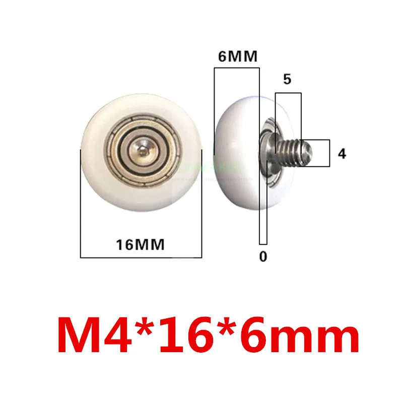 

SWMAKER M4*16*6mm M4 screw thread plastic wrap bearing pulley drawer refrigerator roller nylon POM