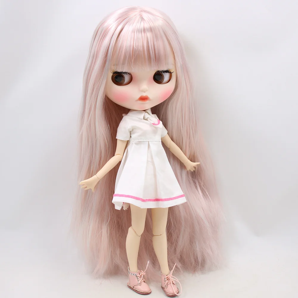 ICY Nude Blyth кукла для No. BL6909/1010 Серебряный микс розовый волос резные губы матовое лицо с бровями шарнирное тело 1/6bjd