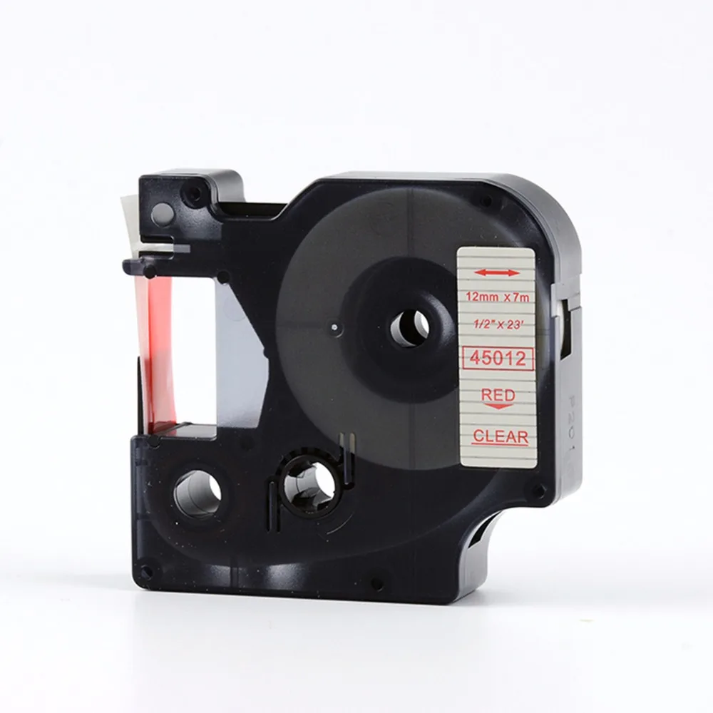 Well sale DYMO 45012 red on clear 12mm plastic label printer tape | Компьютеры и офис