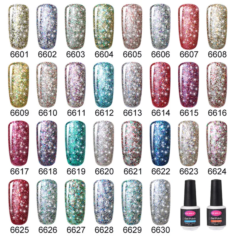 CLAVUZ 8 мл Блеск Сияющий гель лак для ногтей 30 Цвет Гибридный Лаки DIY Nail ArtManicure База Top