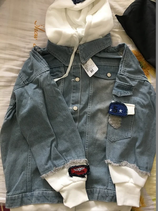 LEDINGSEN рваные синие джинсовые куртки с капюшоном Мужские Винтажные потертые