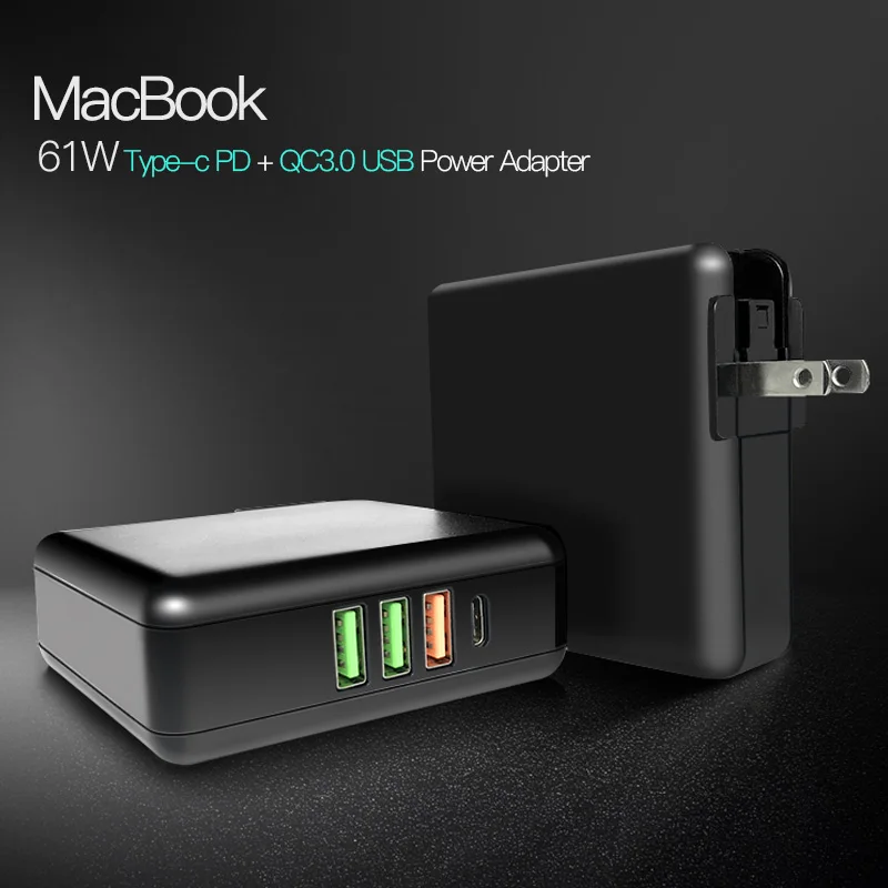 61 Вт PD type C USB быстрое зарядное устройство для ноутбука MacBook huawei адаптер питания быстрая зарядка 3,0 телефон планшет USB зарядное устройство США ЕС Великобритания 3 Разъем