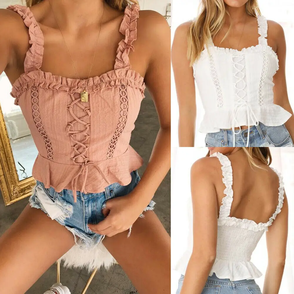 Модный женский укороченный топ с бантом и оборками новый дизайн бандажный Топ