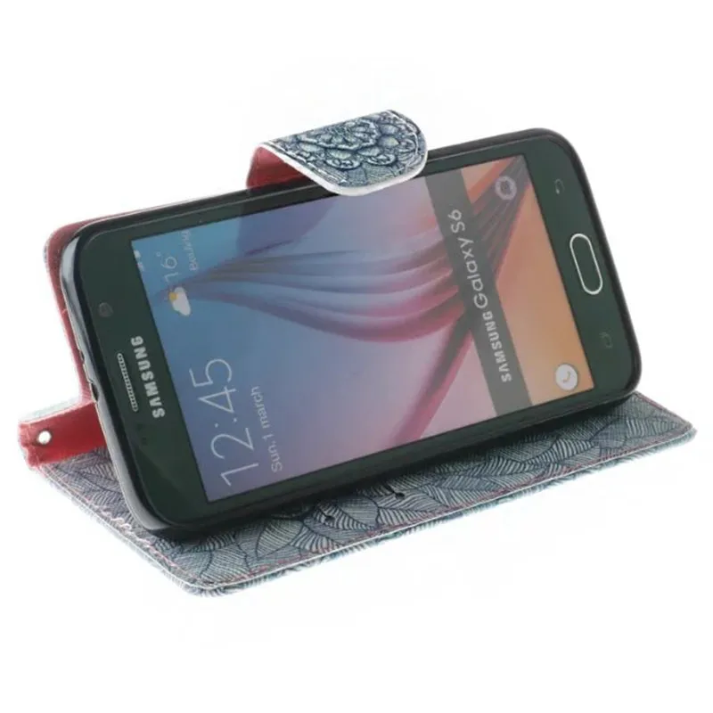 Colour Decoration Flip Kickstand Leather Case For Samsung Galaxy S6 Wallet Phone Bag Cover Edge Cases |