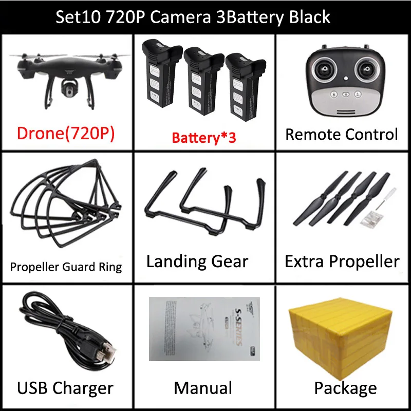 Set3 720P 3B Grey S70W gps Дрон с 1080 P/720 P HD камера Регулируемая широкоугольная камера Дрон следуй за мной режим возврата домой RC Квадрокоптер дроны - Цвет: Set3 720P 3B Grey