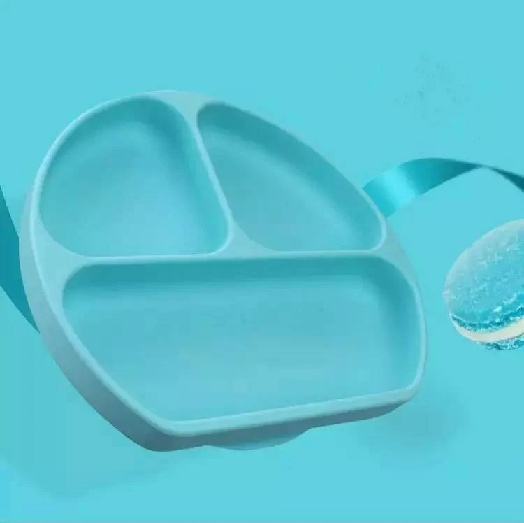 Children's Creative Section Smiling Silicone Plate With Suction Cup Strong Sticky Baby Silicone Food Plate Placemat