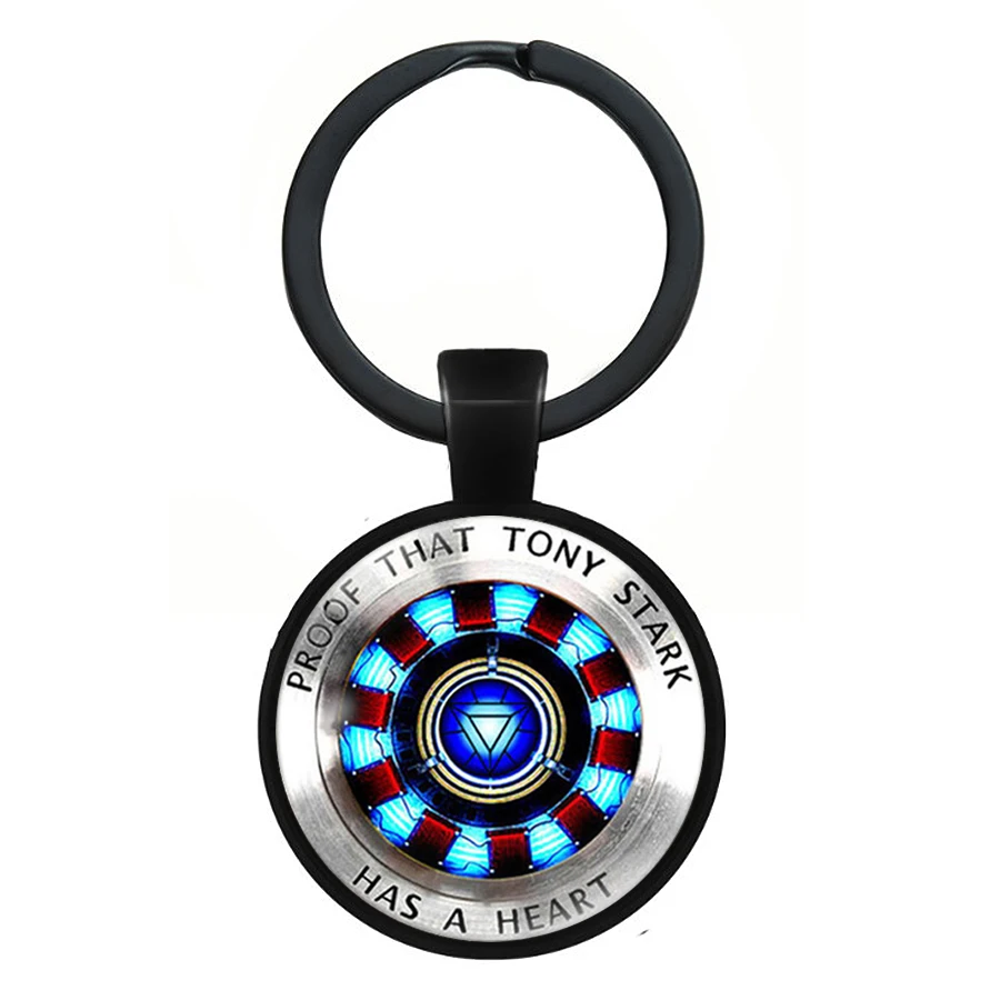 2019 new Iron Man Keychain Tony Stark Heart Arc Reactor 3D Effect Glass Cabochon Pendant Key Chain | Chains