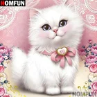 Алмазная живопись HOMFUN A16454, картина Кот с квадратнымикруглыми стразами, вышивка крестиком, домашний декор, подарок