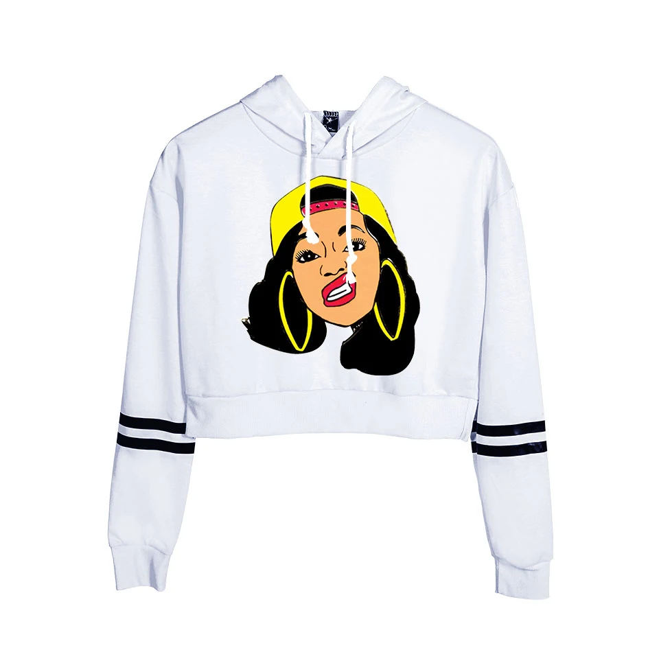 Список Cardi B укороченный топ толстовки для женщин Kpop хлопок Harajuku высокое качество Cardi B девушка оранжевый свитер с капюшоном