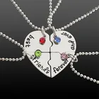 Ожерелье с подвеской Best Friends Forever, новое популярное ювелирное изделие, четыре части, пазл в форме сердца, инкрустированное Стразы ожерелье