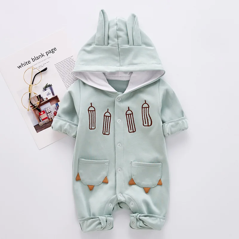 VTOM Autumn New Fashion Baby Rompers Newborn Cartoon Long-sleeved Jumpsuits Children Hooded Clothes For Boys And Girls | Детская одежда