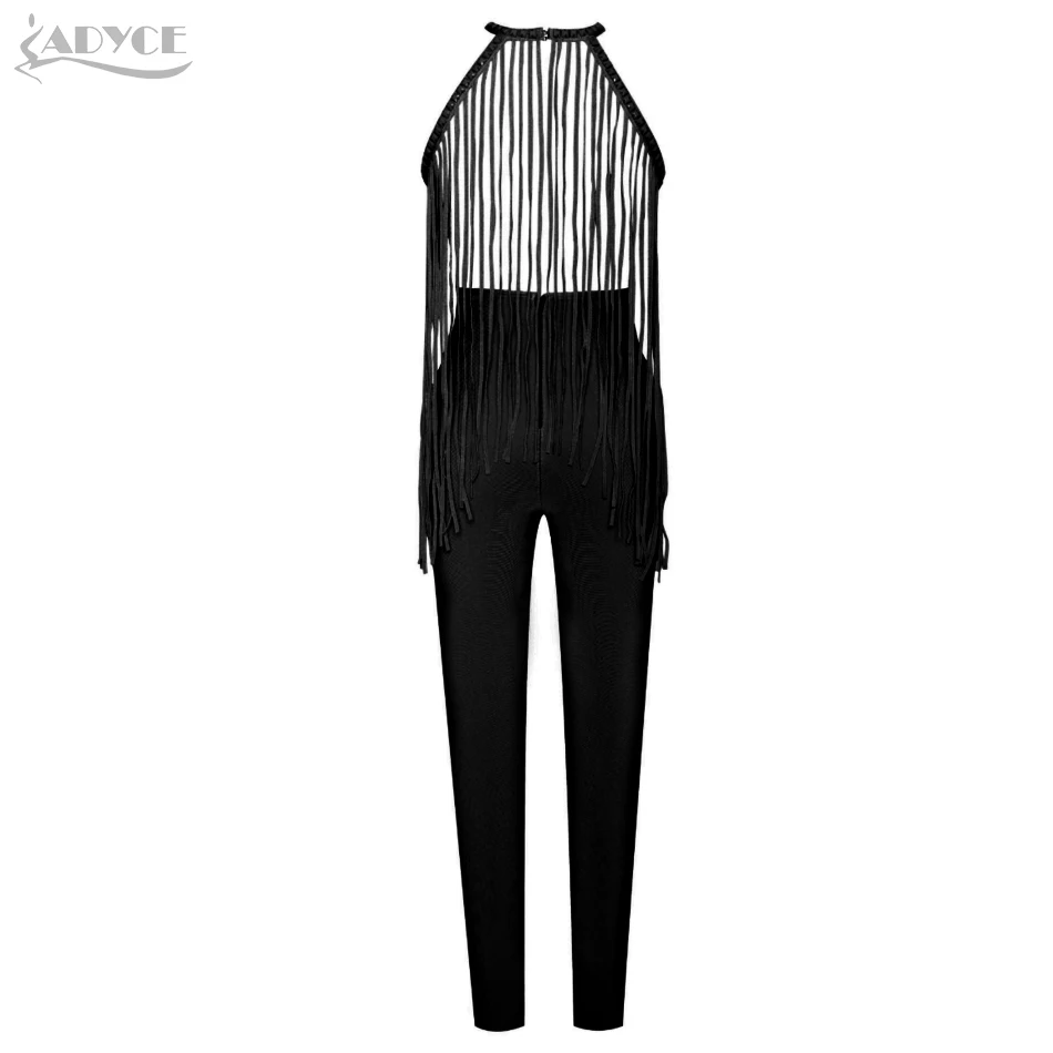 Женский облегающий комбинезон Adyce элегантный желтый с лямкой на шее открытой