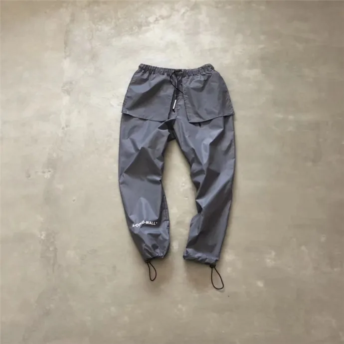Черные/серые штаны с холодными стенками 2019SS мужские нейлоновые A-COLD-WALL на шнурке* спортивные штаны с принтом логотипа ACW повседневные брюки тренд унисекс