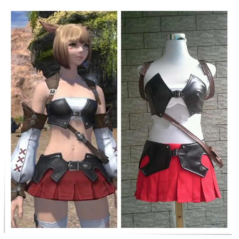 Аниме Final Fantasy Miqo'te косплэй Костюм Сексуальная рукавов Battleframe Бюстгальтер