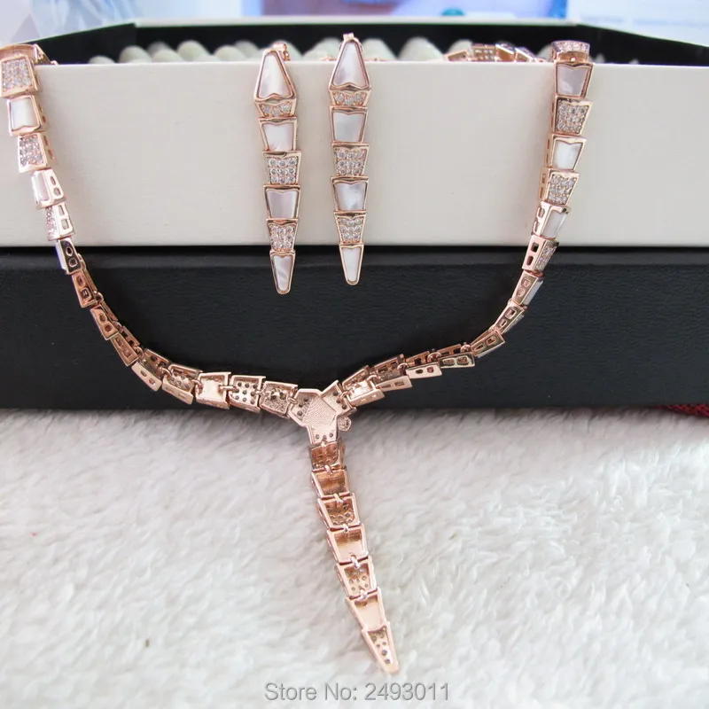 New full aaa zirconia mother of pearl natural stone choker necklaces and earrings jewelry sets for women party | Украшения и
