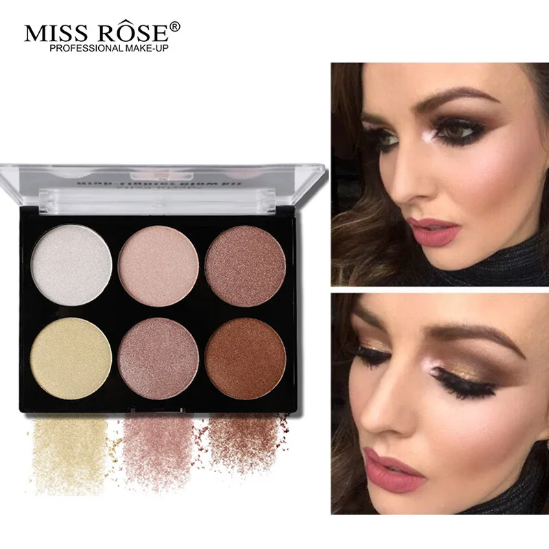 6 цветов Miss Rose хайлайтер палитра пудра бронзант контур стойкий макияж свечение