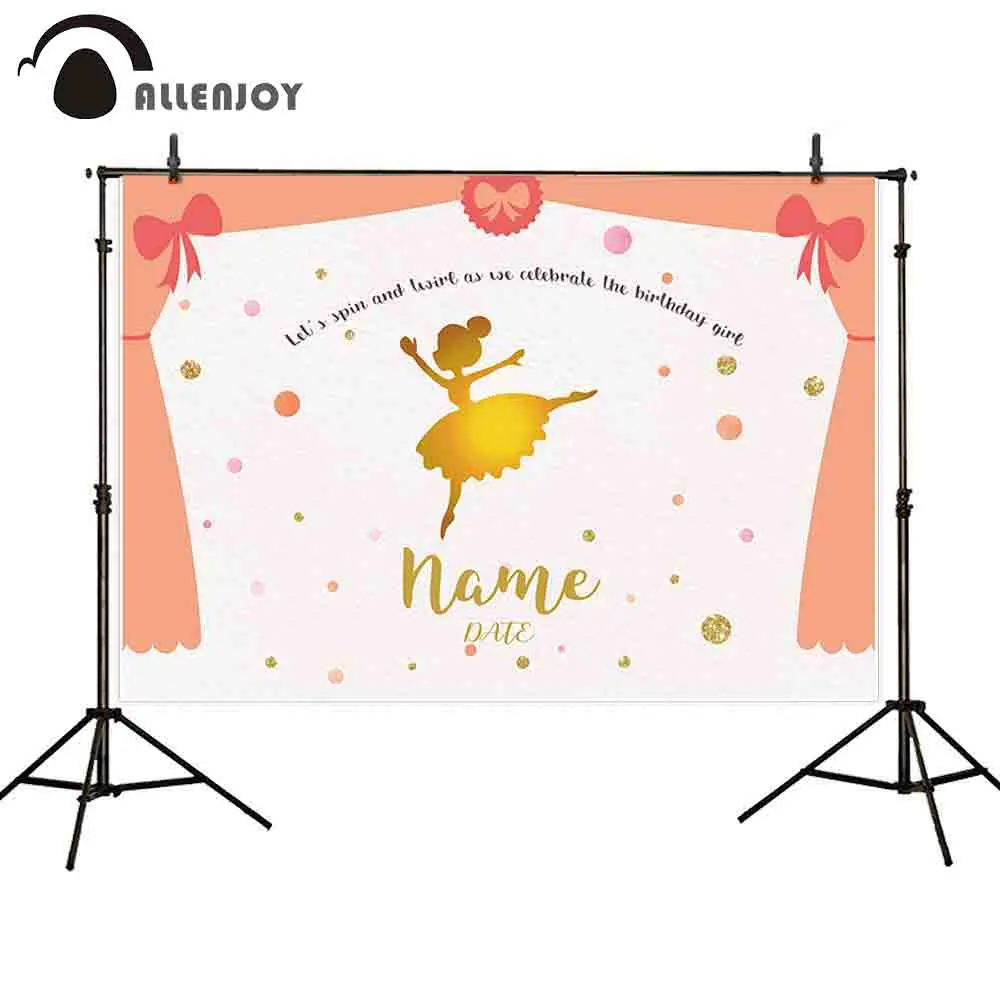 Фон для фотосъемки Allenjoy с изображением золотого балета имени даты пятен