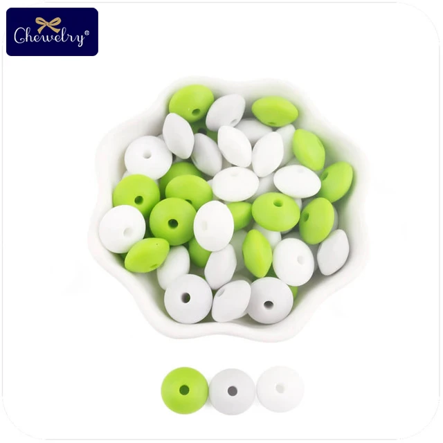 Green Series CHEWELRY силиконовая бусина 40 шт. детский силиконовый Прорезыватель в форме сердца пищевой детский Кулон Жемчужный силиконовый маленький стержень детские товары игрушка - Цвет: Green Series
