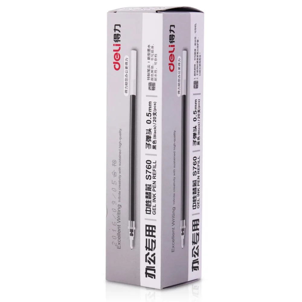 

Deli Gel Refill Bullet 0.5 mm 130*5.5 mm Office Refill Core Signature Refill black red blue 20 Staple Stationery S760