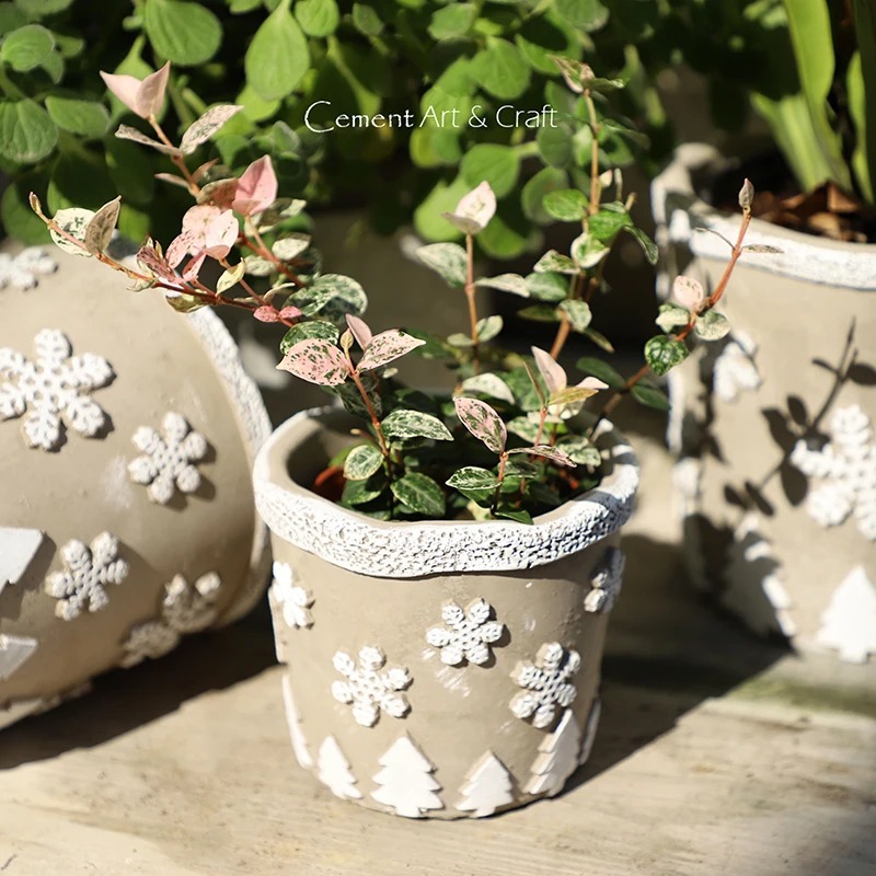 Christmas creative embossed concrete flower pot silicone mold cement green succulent plant | Дом и сад