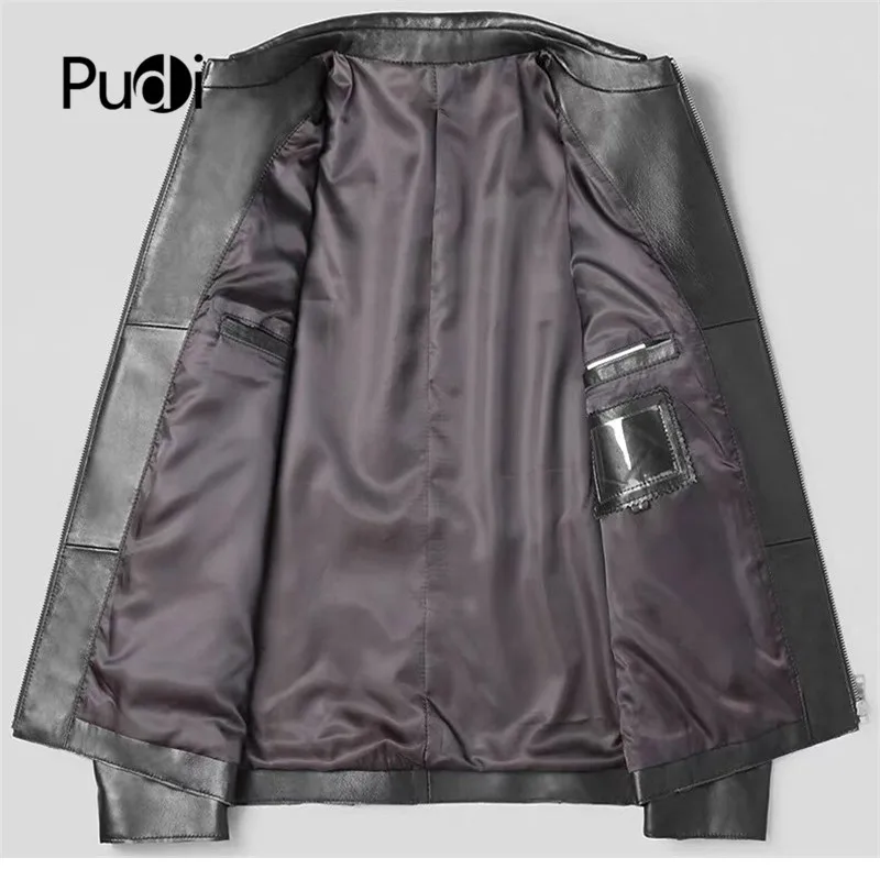 Новинка 2019 модная мужская куртка Pudi MT913 из натуральной овчины Короткая кожаная с
