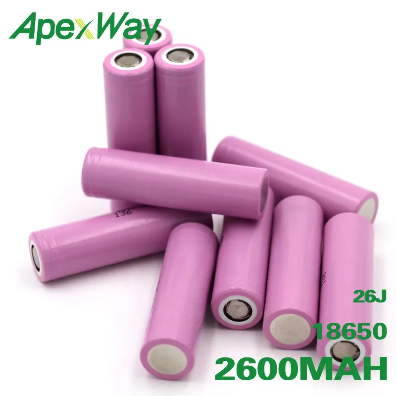 ApexWay 2600mAh 18650 аккумуляторная батарея для Samsung разрядки ICR18650 26J li ion 3 7 V +