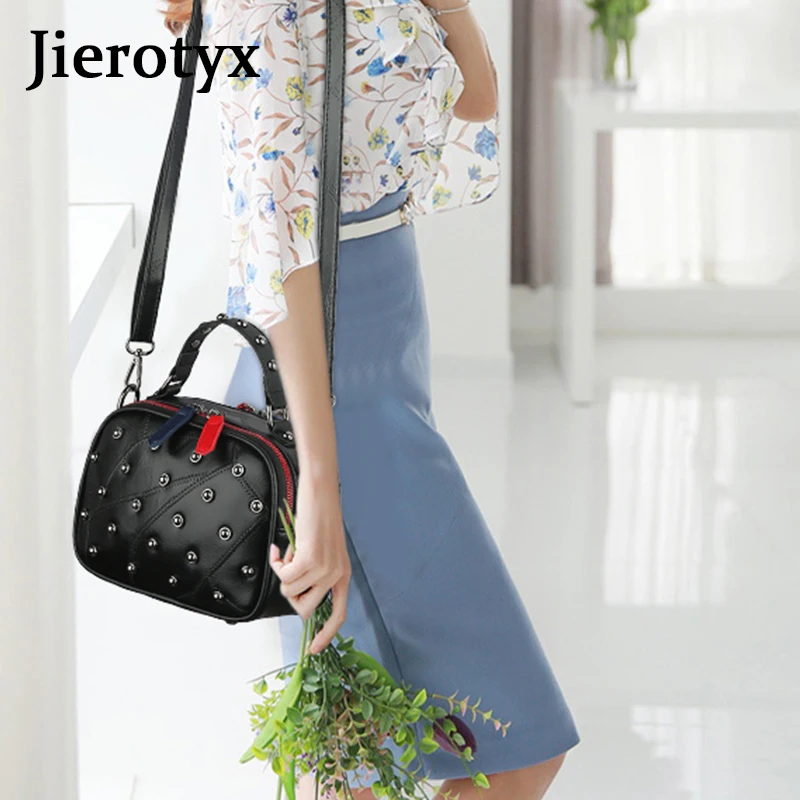 Модные женские сумки JIEROTYX с заклепками Высококачественная Роскошная брендовая