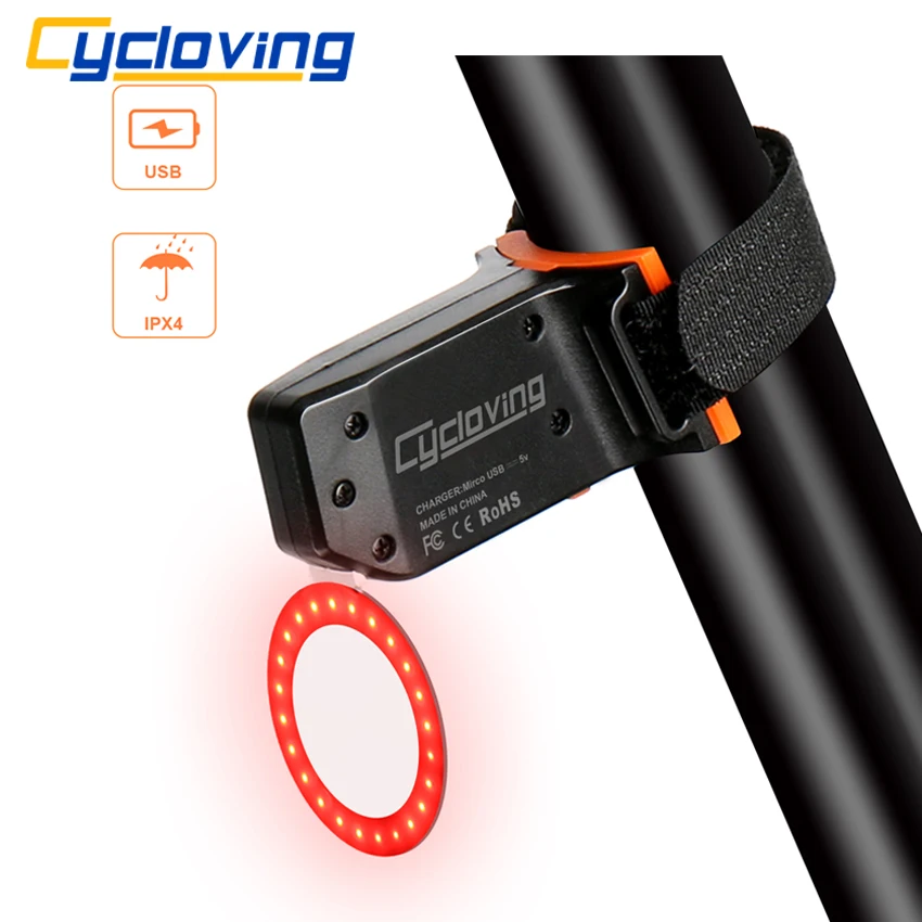 Светильник Cycloving для велосипеда 5 режимов водонепроницаемый IPX4 usb перезаряжаемый