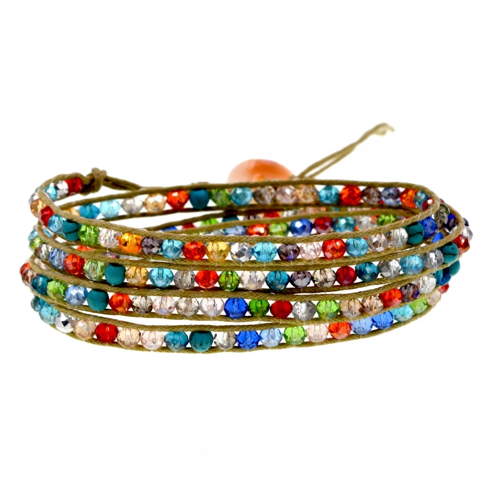 Fashion Women Wraped Bracelets Beaded Multi-color Crystal 4 Wraps | Украшения и аксессуары
