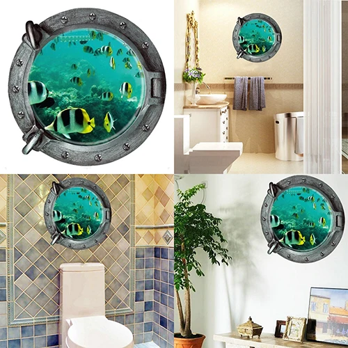 3D подводная лодка искусство морские рыбы комнаты настенный Декор Съемный DIY
