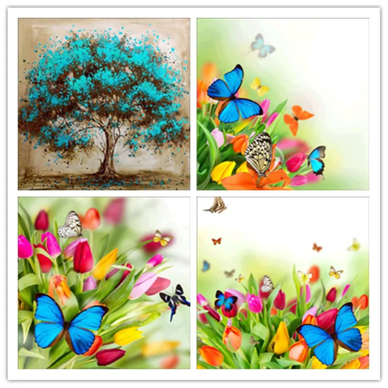 5D DIY Diamond Painting Cross Embroidery Butterfly Crystal Sewing Circle Mosaic Decoration | Дом и сад