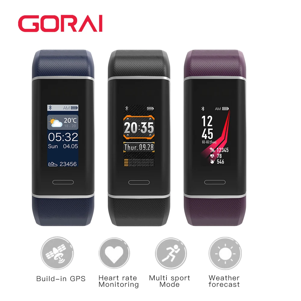 Смарт браслет Goral W7 GPS пульсометр фитнес трекер музыкальный контроль спортивный