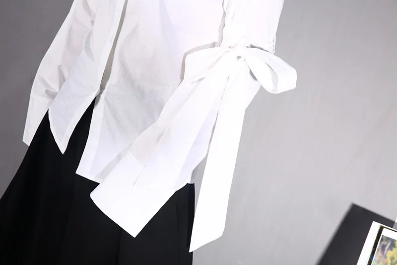 DEAT 2020 New Spring Summer White Long Sleeve Turn-down Collar Bow Single Breasted Women Fashion Tie Wild Shirt Blouse LA67 | Женская