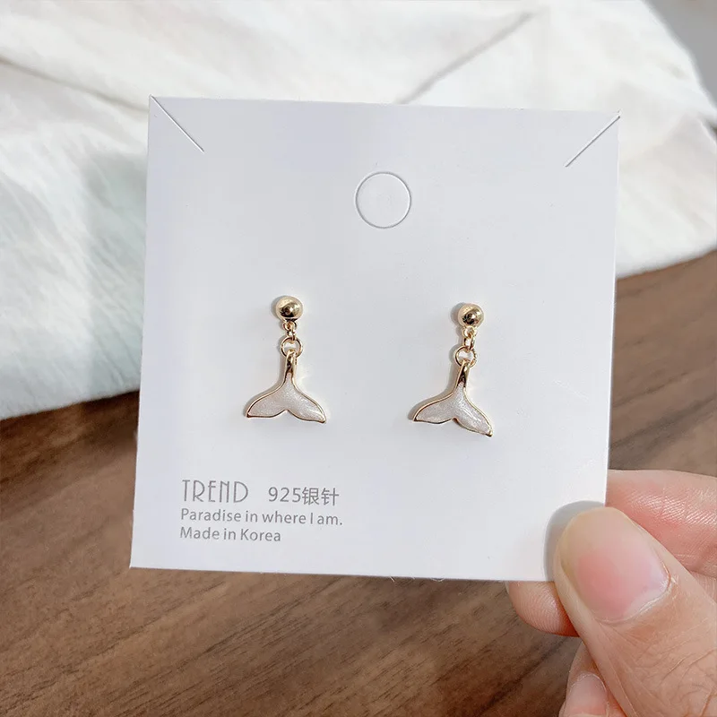 Серьги русалки из серебра 925 пробы корейские серьги с рыбьим хвостом женские в