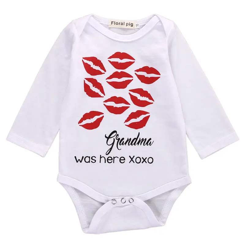 Детское хлопковое боди с длинным рукавом и принтом губ|baby cotton bodysuits|baby bodysuit long