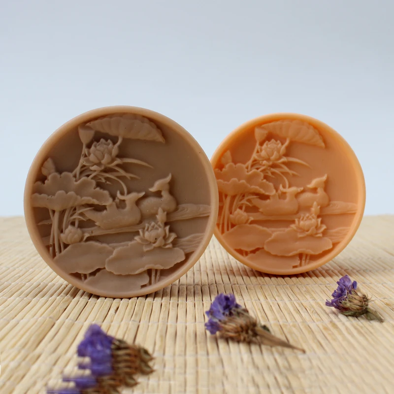 

Handmade Silicone Soap Mold Round Relief Craft Resin Mould