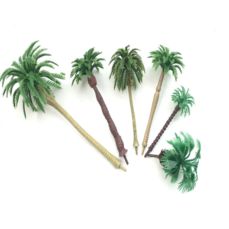 

6pcs Artificial Miniature Palm Trees Scenery Layout Model Plastic Tree Train Coconut Rainforest Toys For Ho Train Layout