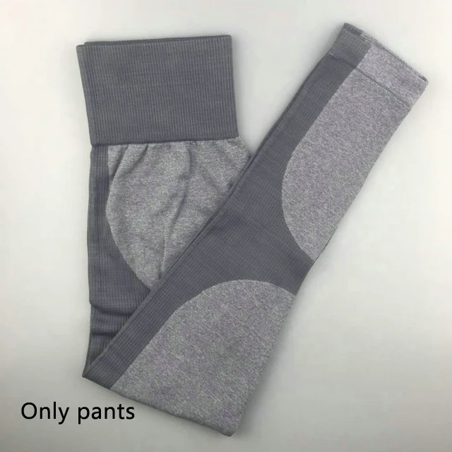 gray pants 2 шт., энергетический бесшовный Набор для йоги, одежда, леггинсы+ спортивный бюстгальтер тренировочный костюм для занятий йогой, Женский комплект для фитнеса, одежда для активного бега - Цвет: gray pants