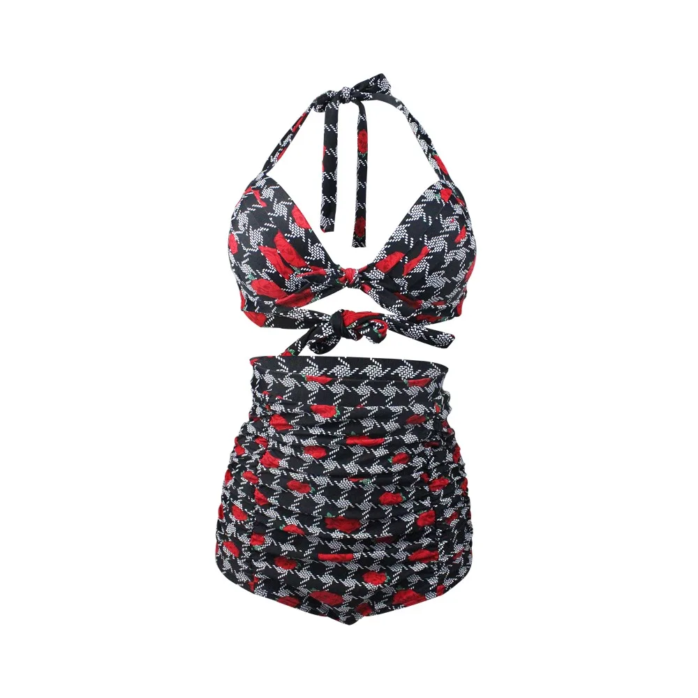 2018 купальник большого размера женский топ с лямкой на шее из двух частей пляжная