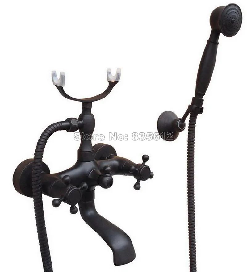 

Настенный смеситель для ванной комнаты, черный, масляный, втираемый в бронзу, с ручной душевой насадкой Wtf707