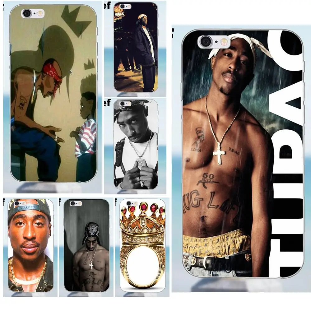 Tupac Shakur 2 Pac Crown King мягкие чехлы из ТПУ для iPhone 4 4S 5 5S 5C SE 6 6S 7 8 Plus X Galaxy J1 J3 J5 J7 A3 A5 2016
