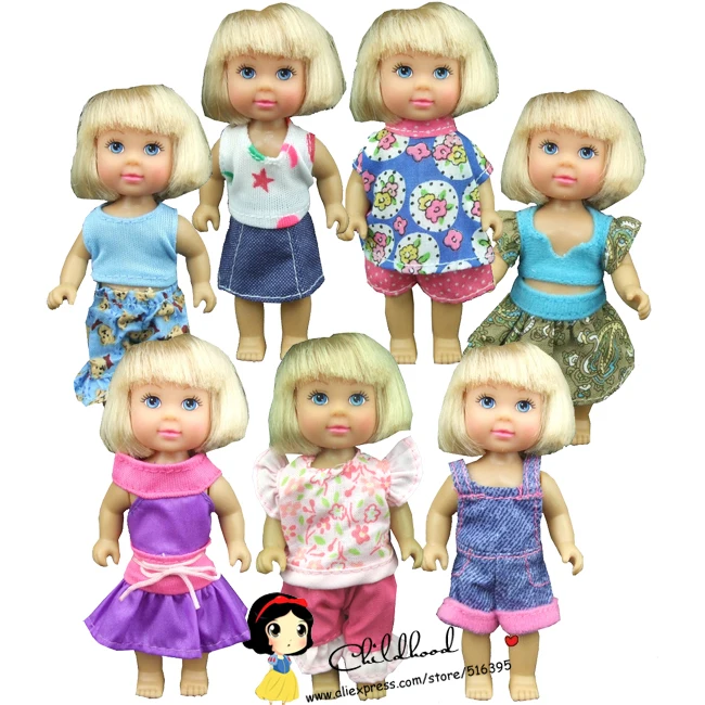 Бесплатная доставка 5 комплектов одежды и платья для мини куклы Барби Келли|dress