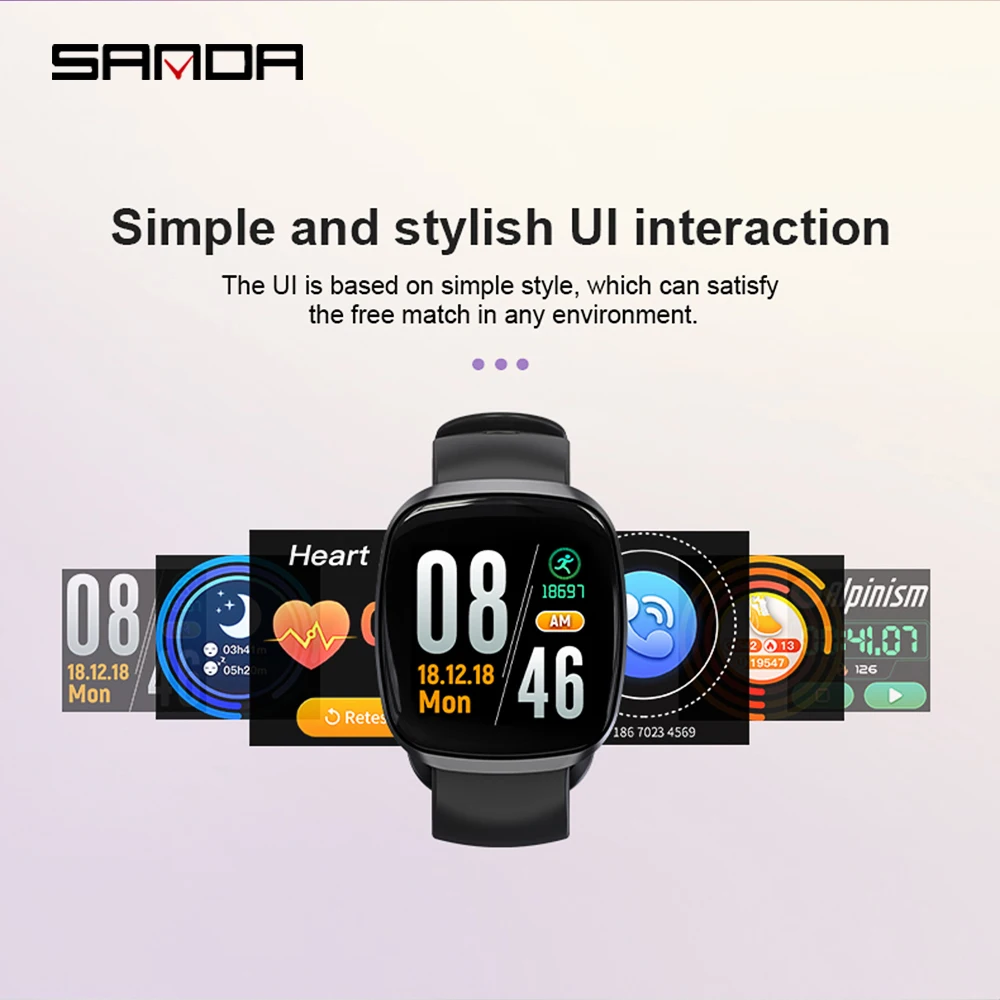 Смарт часы SANDA мужские цифровые водонепроницаемые с поддержкой Bluetooth и