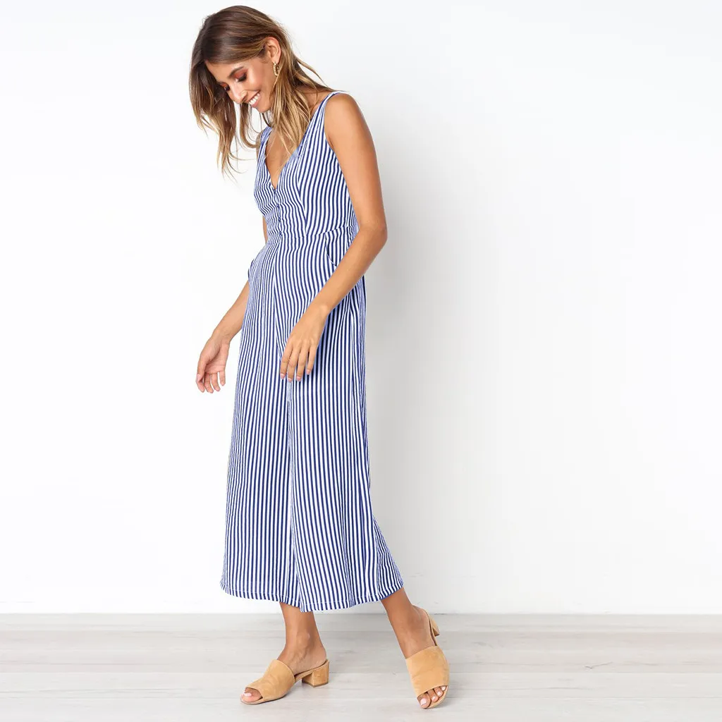 CHAMSGEND женский полосатый комбинезон праздничный пляжный костюм женские летние