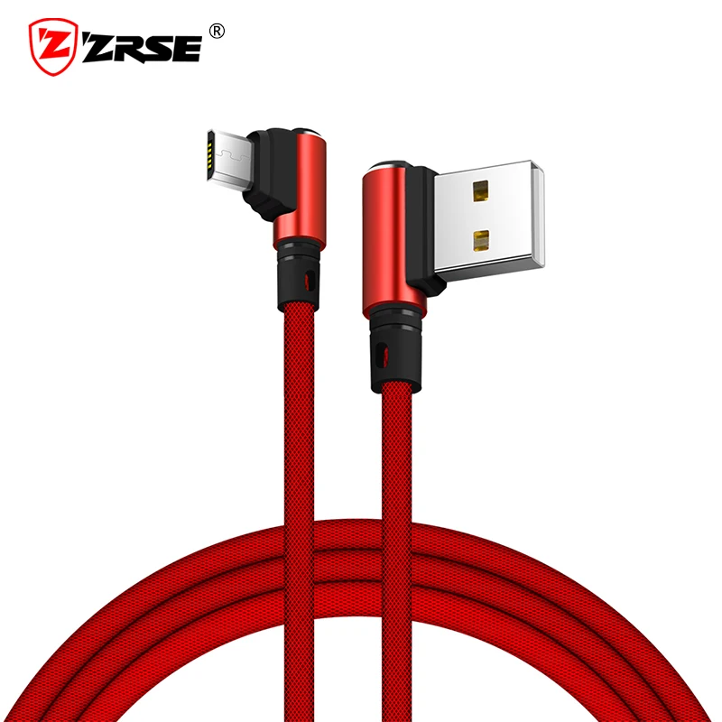 ZRSE Micro USB кабель 90 градусов 1 м кабель для передачи данных в металлической оплетке L Тип изгиба кабель для быстрой зарядки игры для Android Xiaomi samsung LG